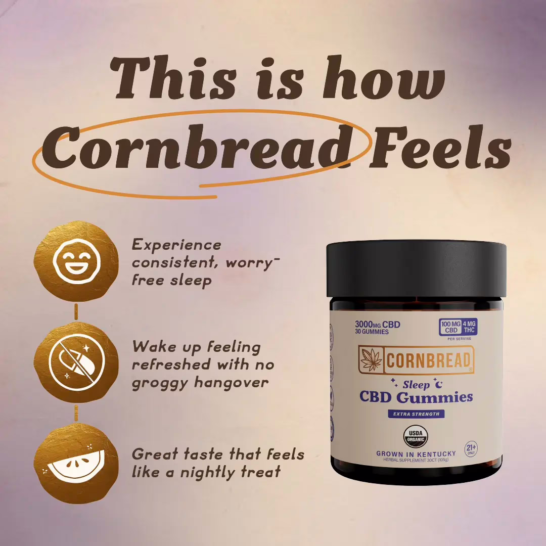 Cornbread Hemp, CBD Sleep Gummies, Full Spectrum, 30ct, 120mg THC + 3000mg CBD
