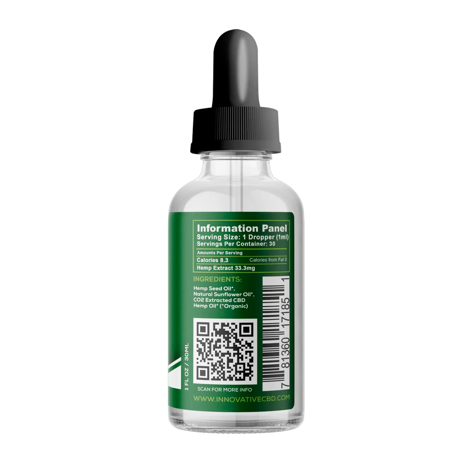 Innovative CBD, Basics CBD Oil, Natural, Full Spectrum, 1fl oz, 20mg THC + 20mg CBG + 1000mg CBD