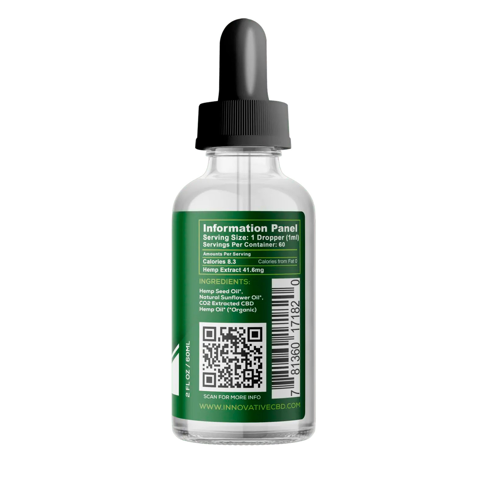 Innovative CBD, Basics CBD Oil, Natural, Full Spectrum, 2fl oz, 50mg THC + 50mg CBG + 2500mg CBD