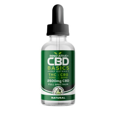 Innovative CBD, Basics CBD Oil, Natural, Full Spectrum, 2fl oz, 50mg THC + 50mg CBG + 2500mg CBD