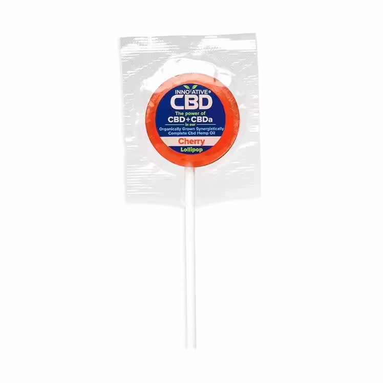 Innovative CBD, CBD+CBDA Lollipops 3mg, Cherry, Full Spectrum, 12ct, 36mg CBD