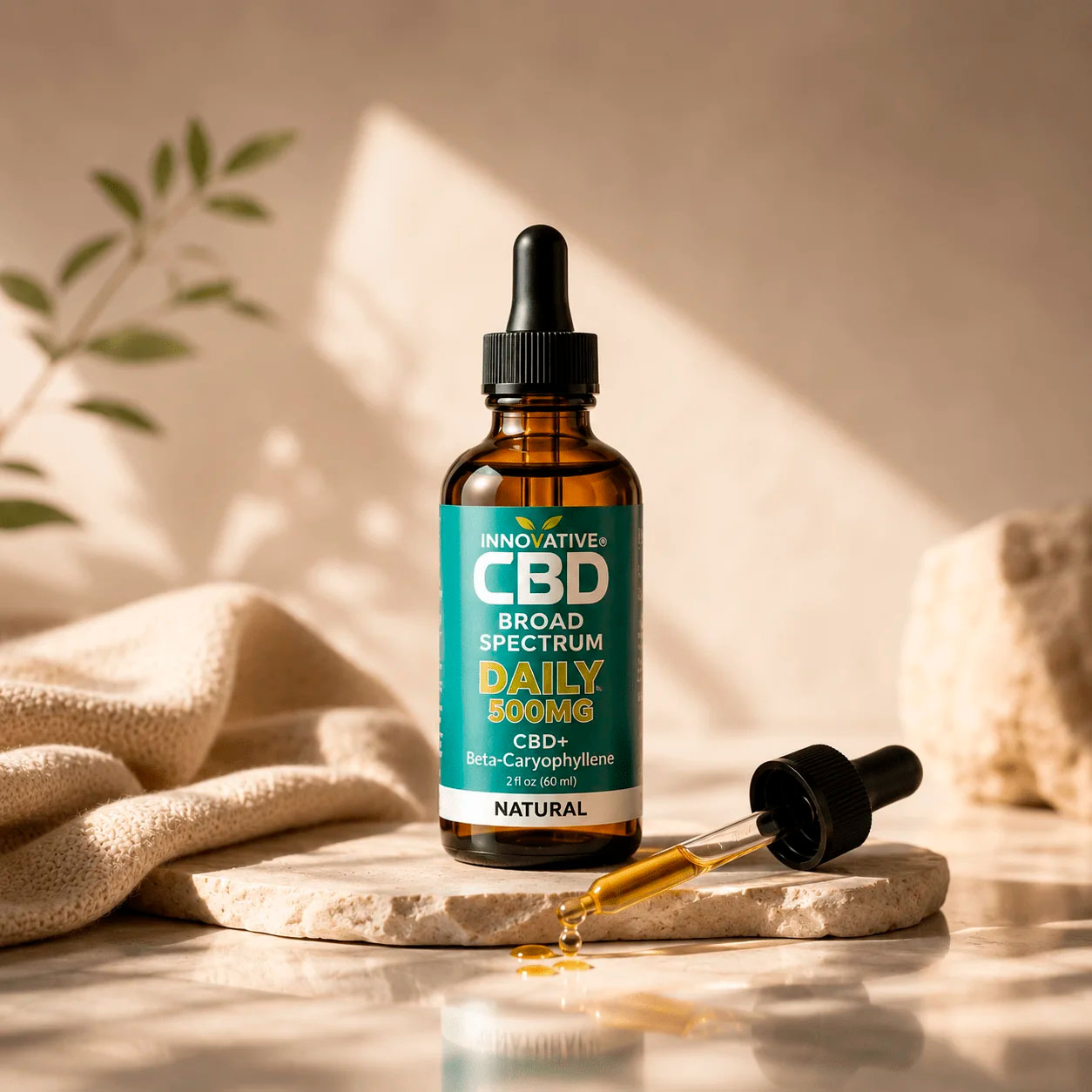 Innovative CBD, Daily CBD+Terpenes Oil, Coconut, Broad Spectrum THC-Free, 2fl oz, 500mg CBD