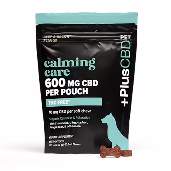 PlusCBD, Calming Care CBD Pet Chews, Beef & Bacon, Isolate THC-Free, 60ct, 600mg CBD PlusCBD, Calming Care CBD Pet Chews, Beef & Bacon, Isolate THC-Free, 60ct, 600mg CBD
