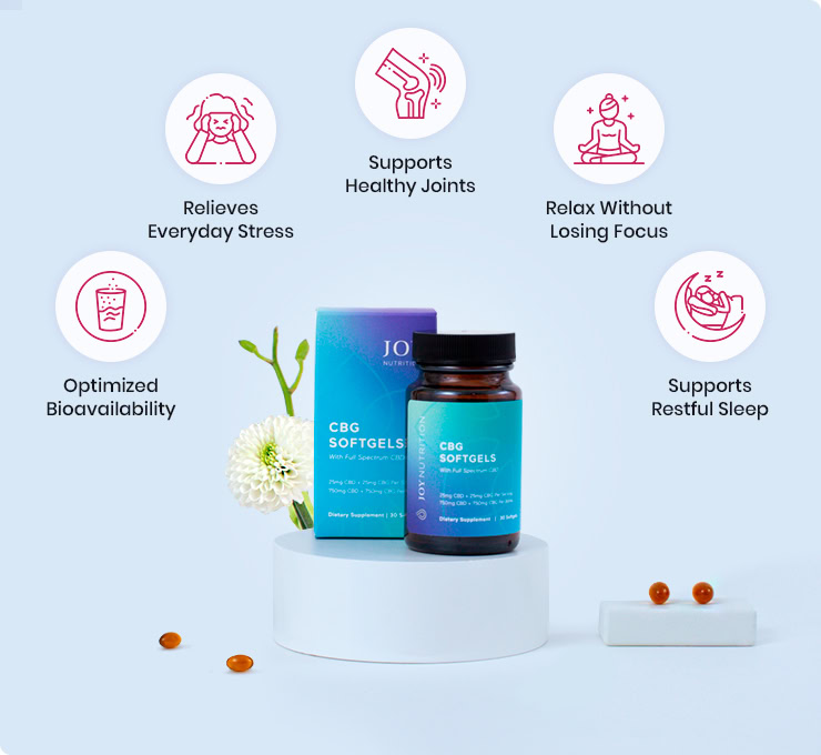 Joy Organics, CBG Softgels, Full Spectrum, 30ct, 750mg CBG + 750mg CBD