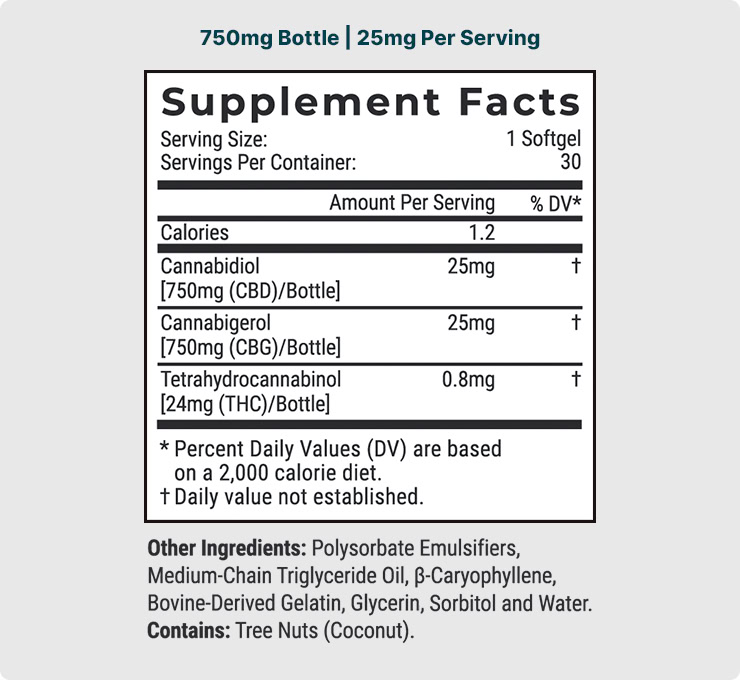 Joy Organics, CBG Softgels, Full Spectrum, 30ct, 750mg CBG + 750mg CBD