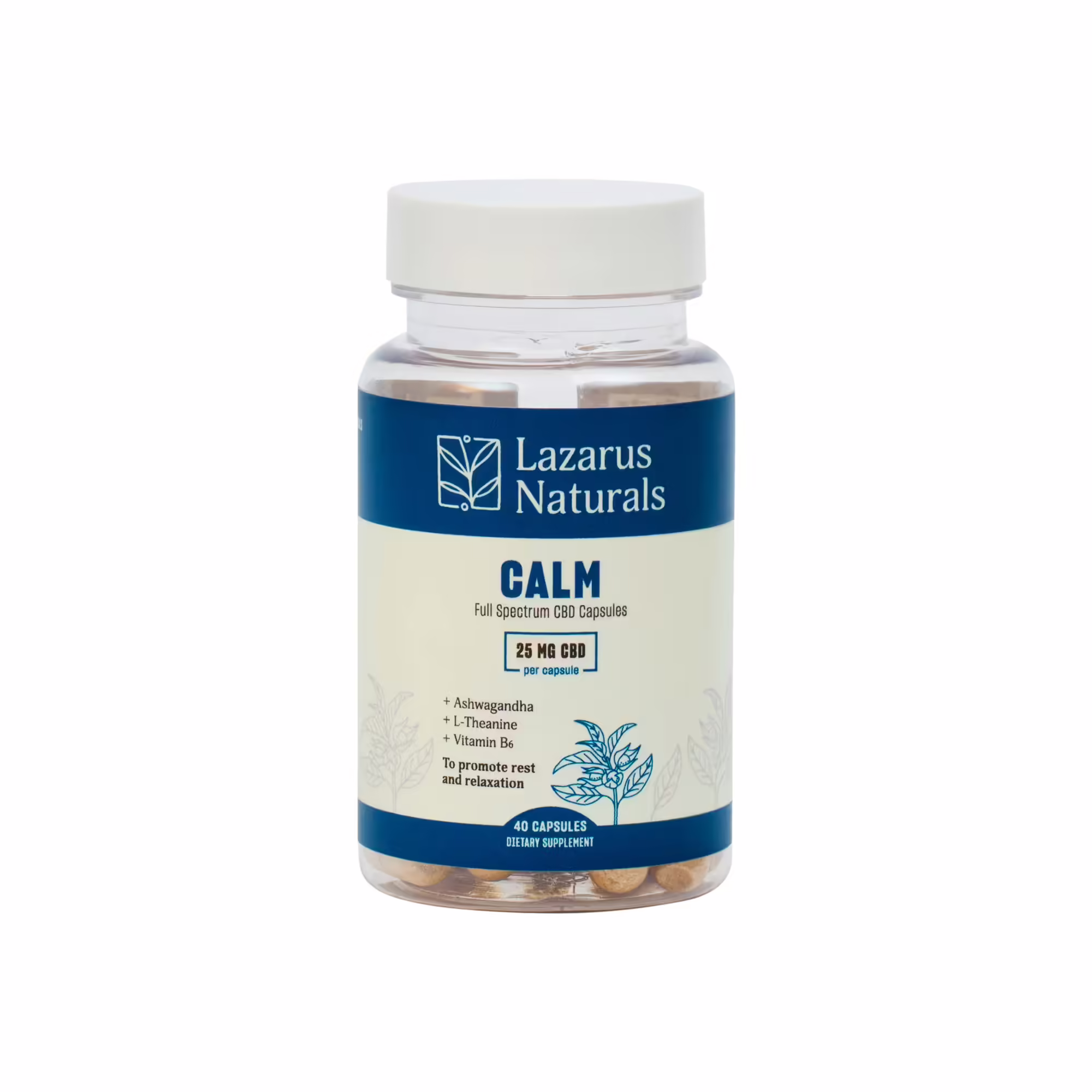 Lazarus Naturals, Calm CBD Capsules, Full Spectrum, 40ct, 1000mg CBD