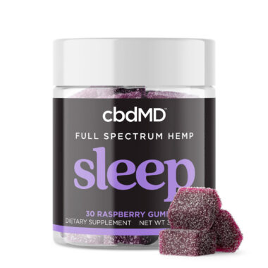 cbdMD, Sleep CBD Gummies, Raspberry, Full Spectrum, 30ct, 90mg THC + 600mg CBN + 1500mg CBD