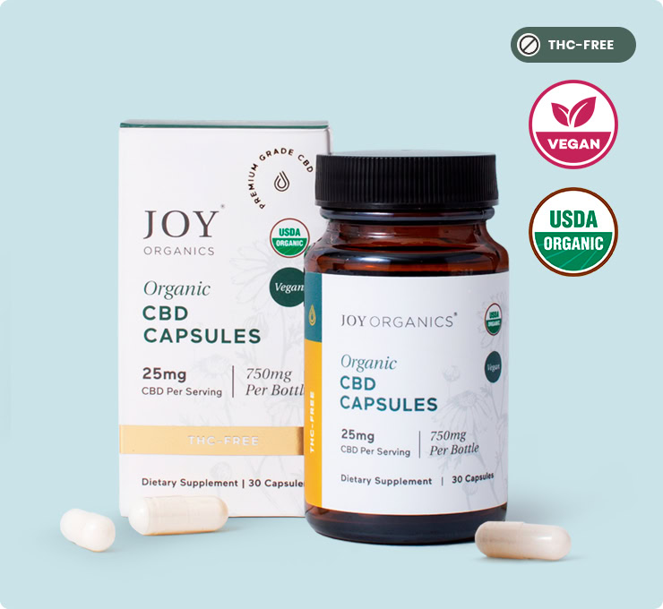 Joy Organics, CBD Capsules, Broad Spectrum THC-Free, 30ct, 750mg CBD