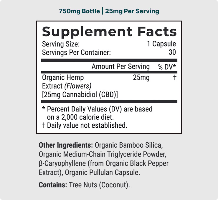 Joy Organics, CBD Capsules, Broad Spectrum THC-Free, 30ct, 750mg CBD