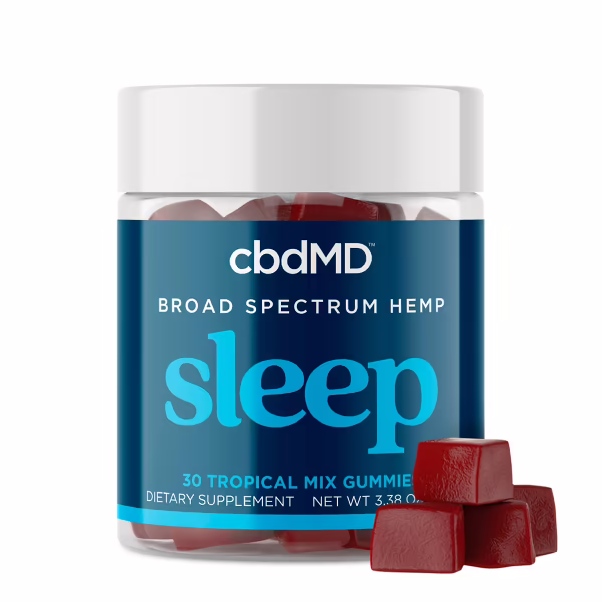 cbdMD, Sleep CBD Gummies, Tropical Mix, Broad Spectrum THC-Free, 30ct, 600mg CBN + 750mg CBD cbdMD, Sleep CBD Gummies, Tropical Mix, Broad Spectrum THC-Free, 30ct, 600mg CBN + 750mg CBD