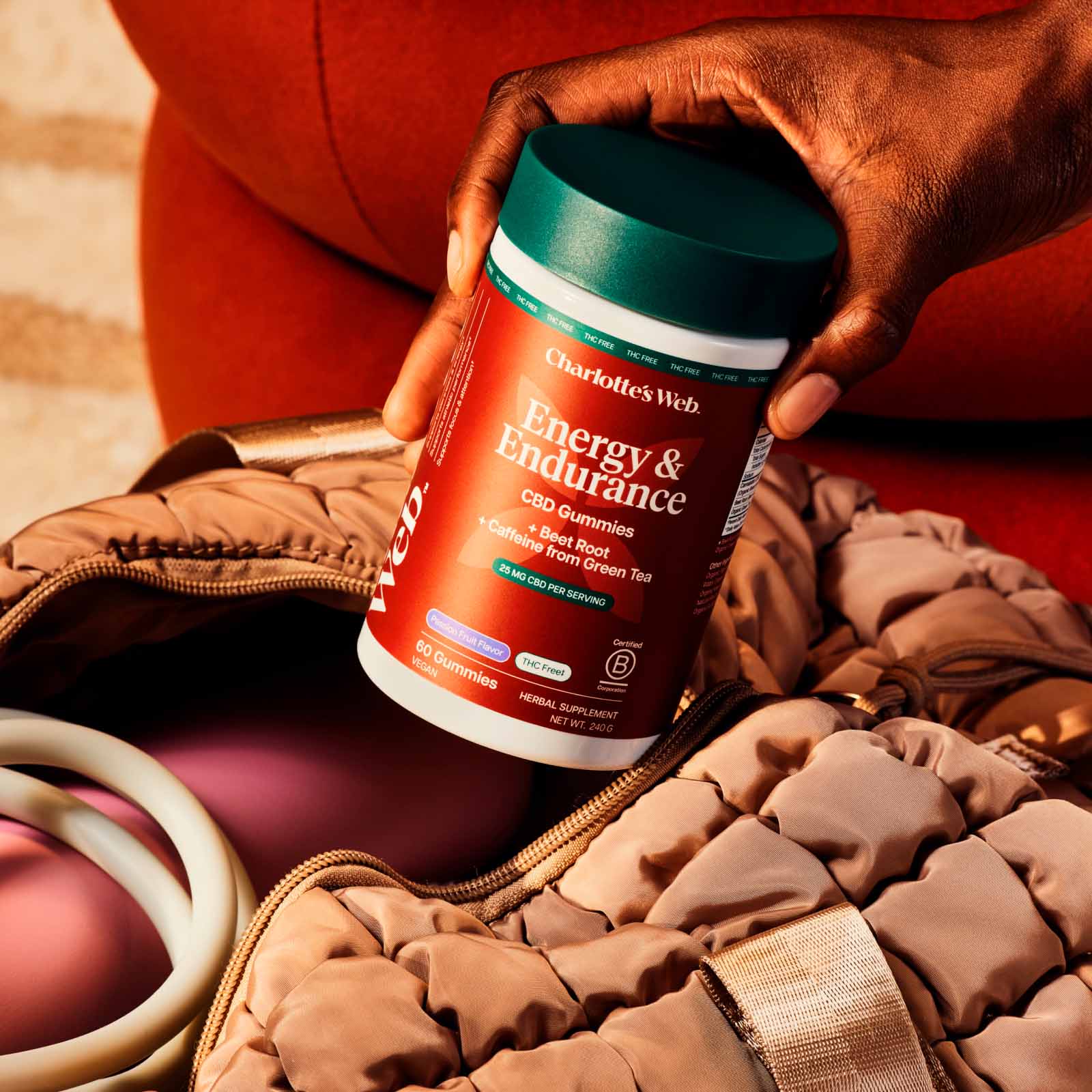 Charlotte’s Web, Endurance CBD Gummies, Passion Fruit, Broad Spectrum THC-Free, 60ct, 750mg CBD