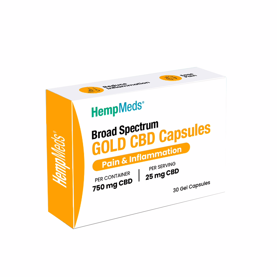 HempMeds, Gold CBD Gel Capsules, Broad Spectrum THC-Free, 30ct, 750mg CBD HempMeds, Gold CBD Gel Capsules, Broad Spectrum THC-Free, 30ct, 750mg CBD