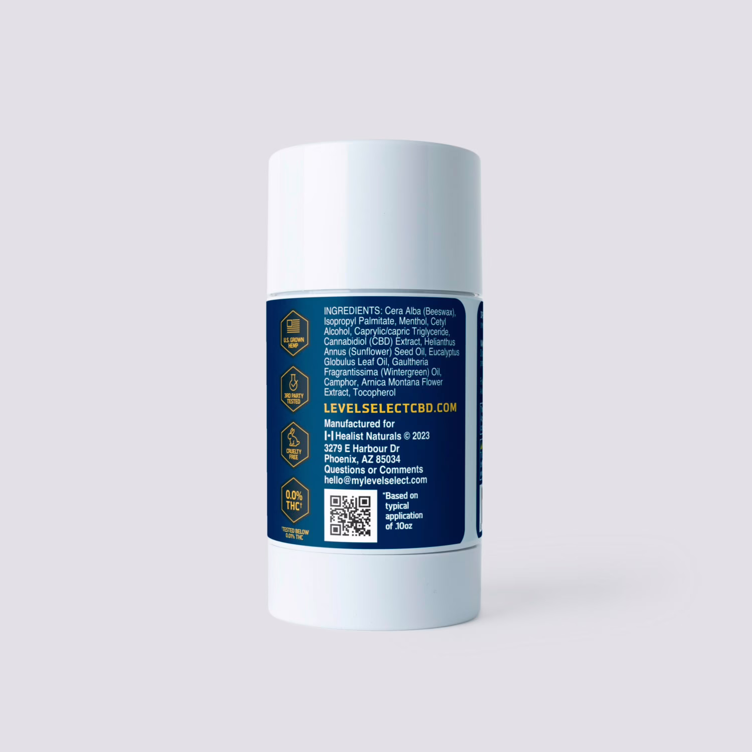 Level Select CBD, LVL 3 Sport CBD Stick, Cooling Mint, Broad Spectrum THC-Free, 2.5oz, 1800mg CBD