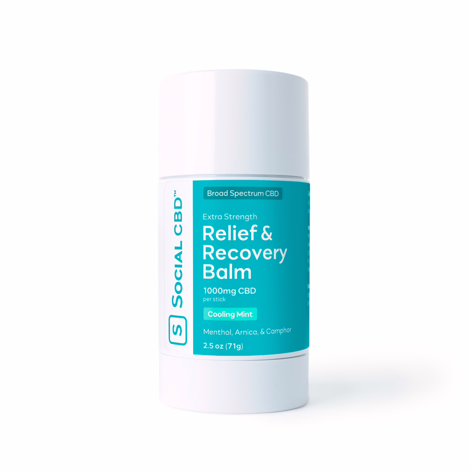 Social CBD, Extra Strength Relief & Recovery CBD Balm Stick, Cooling Mint, Broad Spectrum THC-Free, 2.5oz, 1000mg CBD Social CBD, Extra Strength Relief & Recovery CBD Balm Stick, Cooling Mint, Broad Spectrum THC-Free, 2.5oz, 1000mg CBD