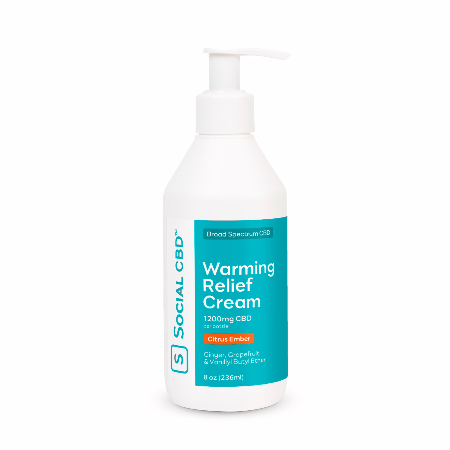Social CBD, Warming Relief CBD Cream, Citrus Ember, Broad Spectrum THC-Free, 8oz, 1200mg CBD Social CBD, Warming Relief CBD Cream, Citrus Ember, Broad Spectrum THC-Free, 8oz, 1200mg CBD