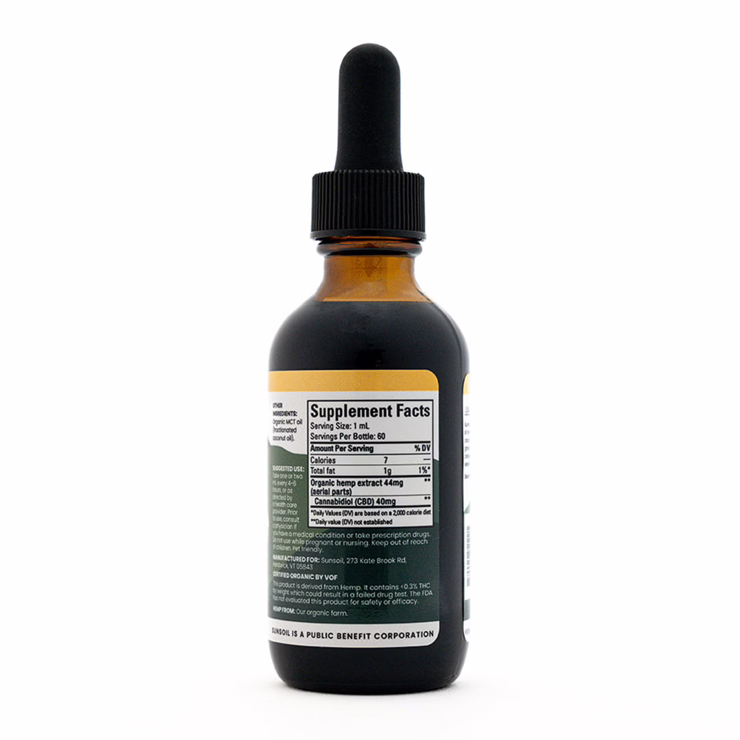 Sunsoil, Extra Strength CBD Oil, Unflavored, Full Spectrum, 2fl oz, 2400mg CBD