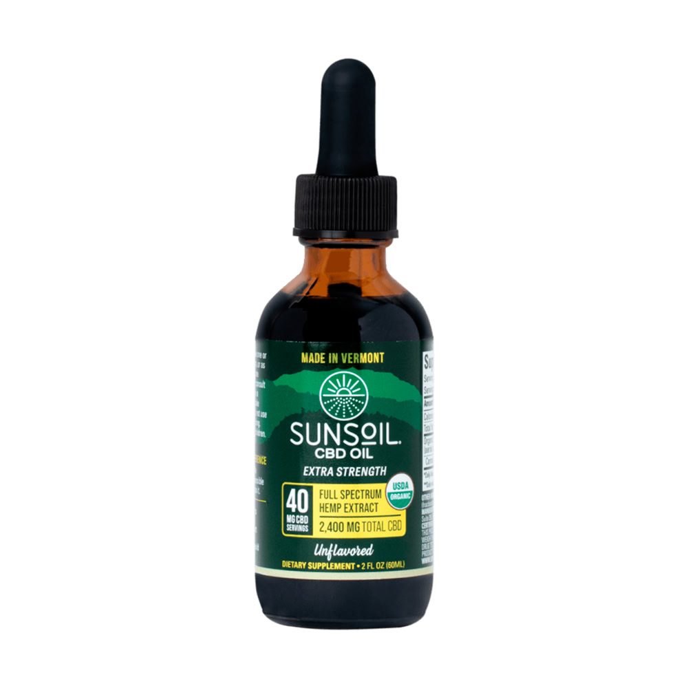 Sunsoil, Extra Strength CBD Oil, Unflavored, Full Spectrum, 2fl oz, 2400mg CBD