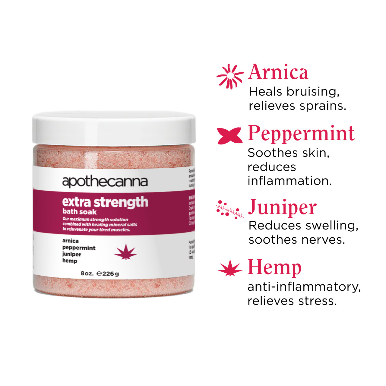 Apothecanna, Extra Strength CBD Bath Soak, Isolate THC-Free, 8 oz, 300mg CBD