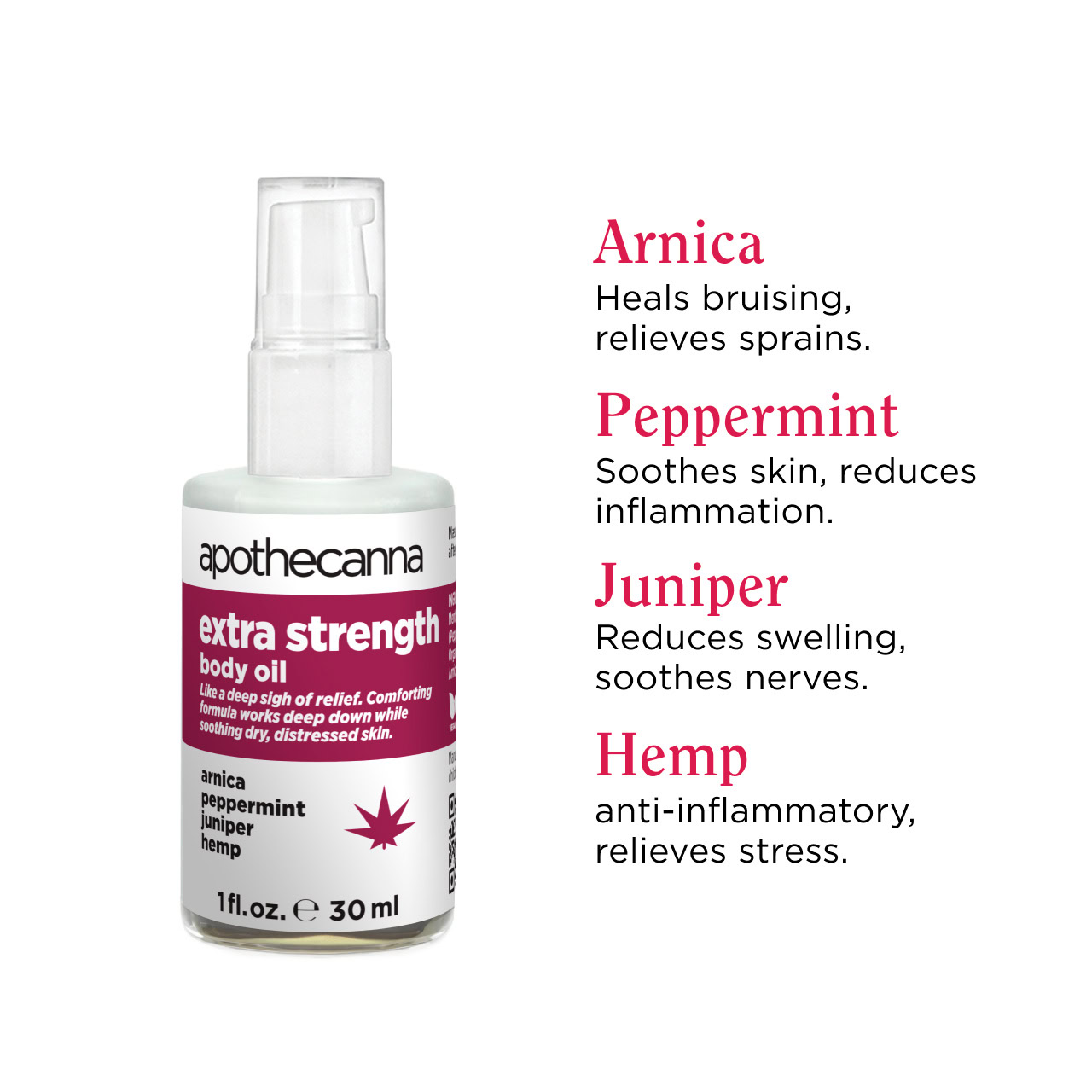 Apothecanna, Extra Strength CBD Body Oil, Broad Spectrum THC-Free, 1fl oz, 400mg CBD