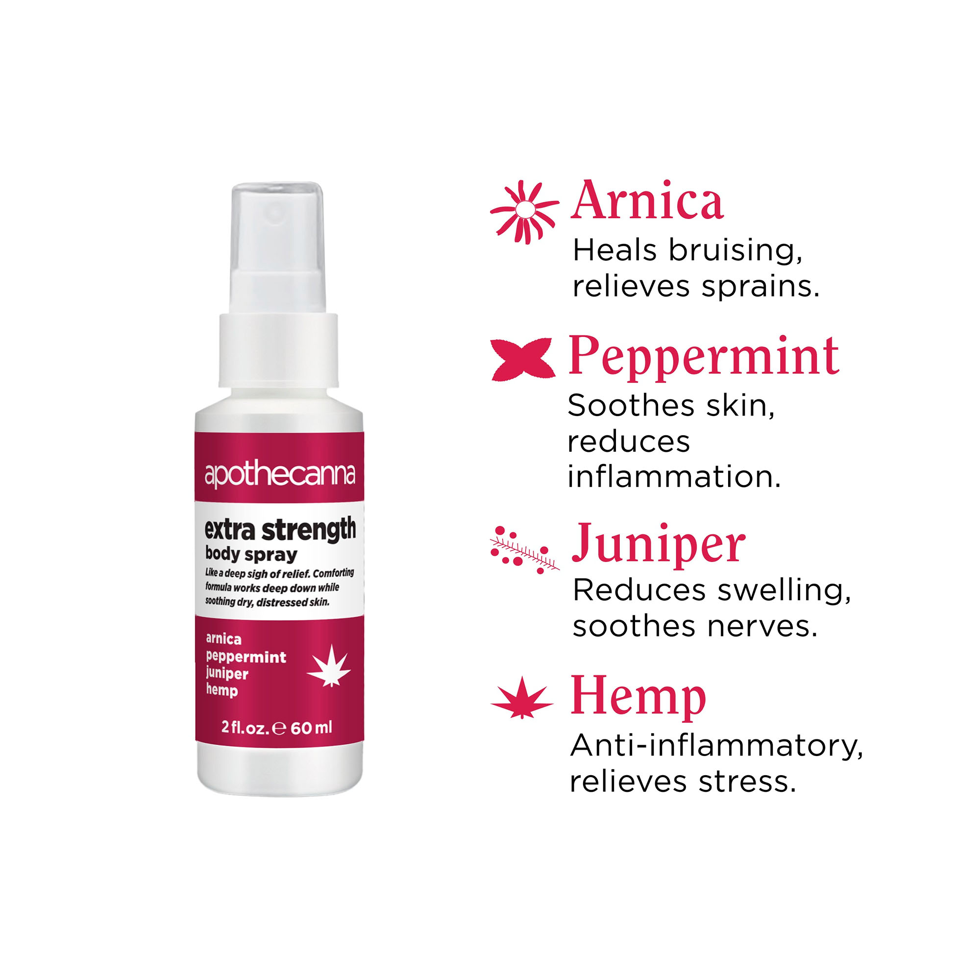 Apothecanna, Extra Strength CBD Body Spray, Broad Spectrum THC-Free, 2fl oz, 100mg CBD