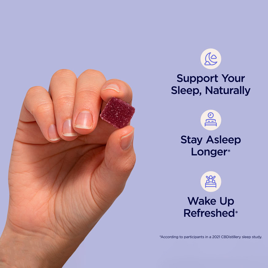 CBDistillery, Shhh Distilled CBN Gummies for Sound Sleep, Black Cherry, Isolate THC-Free, 30ct, 1500mg CBN