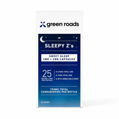 Green Roads, Sleepy Z's Sweet Sleep CBN + CBD Capsules, Broad Spectrum THC-Free, 30ct, 75mg CBN + 675mg CBD