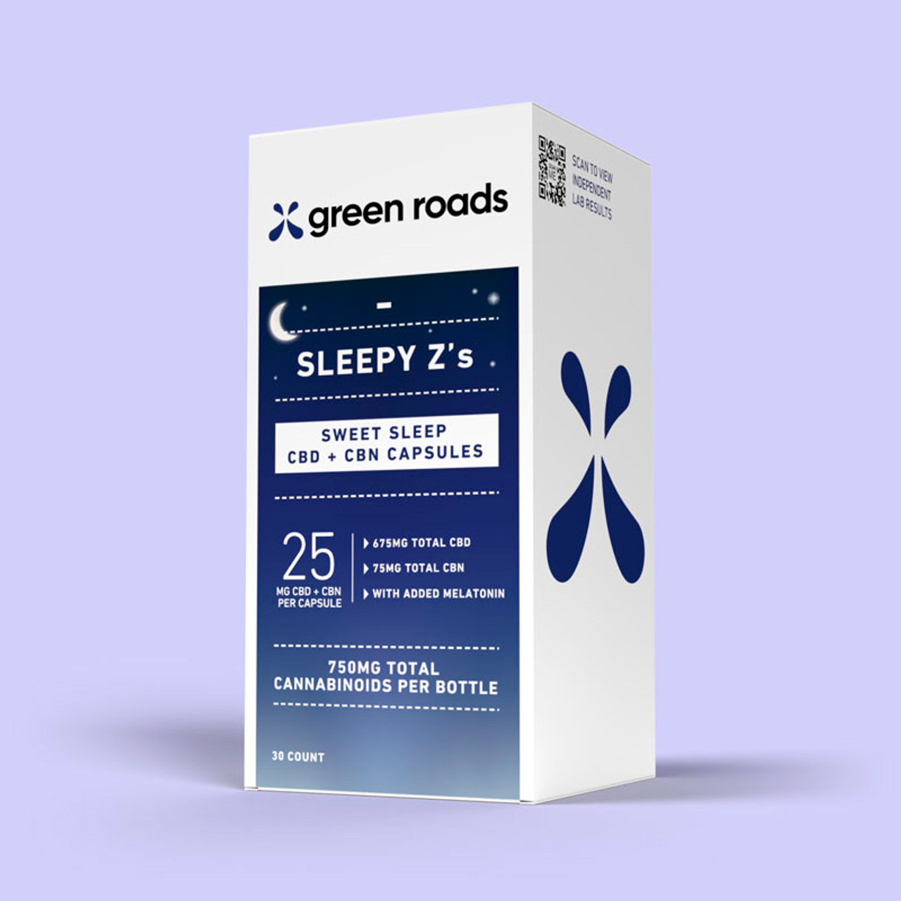 Green Roads, Sleepy Z’s Sweet Sleep CBN + CBD Capsules, Broad Spectrum THC-Free, 30ct, 75mg CBN + 675mg CBD