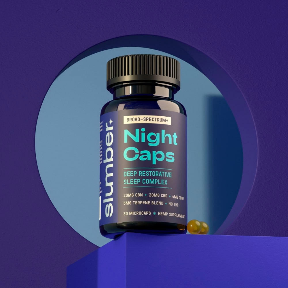 Slumber, CBD Night Caps, Broad Spectrum THC-Free, 30ct, 120mg CBDV + 600mg CBN + 600mg CBD