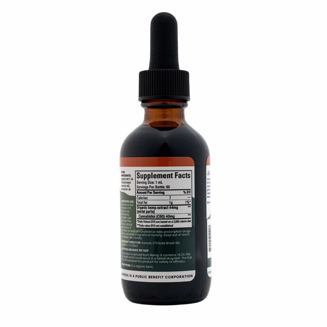 Sunsoil, Extra Strength CBD Oil, Cinnamon, Full Spectrum, 2fl oz, 2400mg CBD