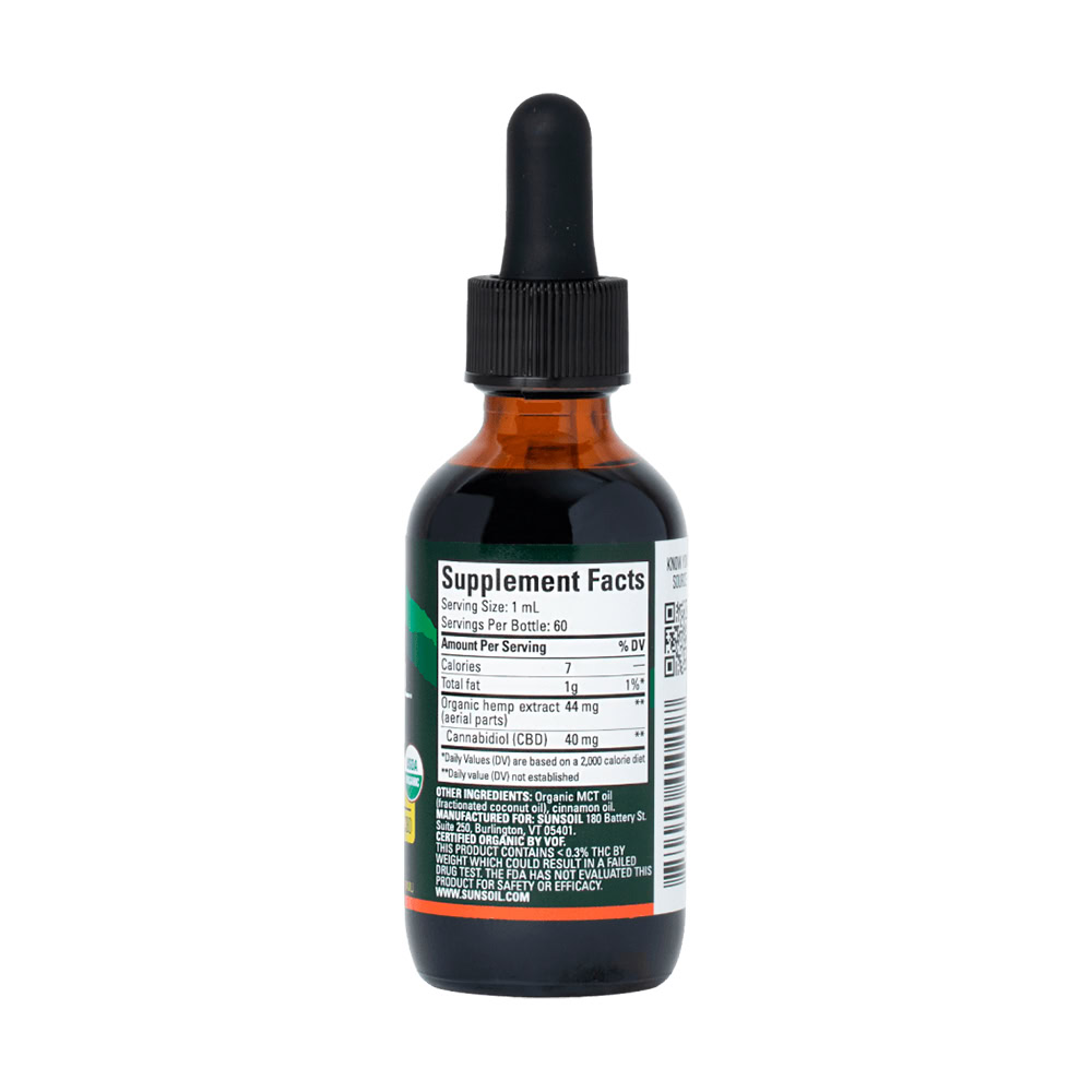 Sunsoil, Extra Strength CBD Oil, Cinnamon, Full Spectrum, 2fl oz, 2400mg CBD