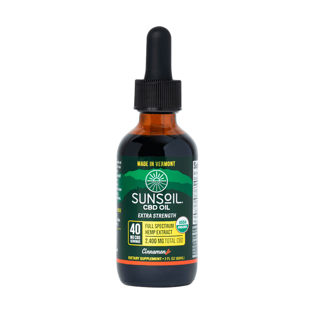 Sunsoil, Extra Strength CBD Oil, Cinnamon, Full Spectrum, 2fl oz, 2400mg CBD