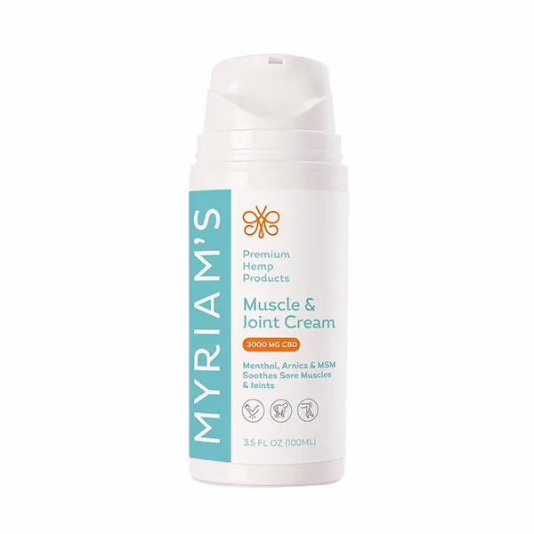 Myriam's Hope Hemp, Muscle & Joint CBD Cream, Full Spectrum, 3.5fl oz, 3000mg CBD Myriam's Hope Hemp, Muscle & Joint CBD Cream, Full Spectrum, 3.5fl oz, 3000mg CBD