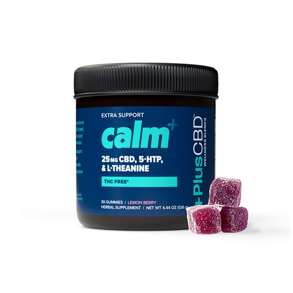 PlusCBD, Extra Support Calm CBD Gummies, Lemon Berry, Isolate THC-Free, 30ct, 750mg CBD