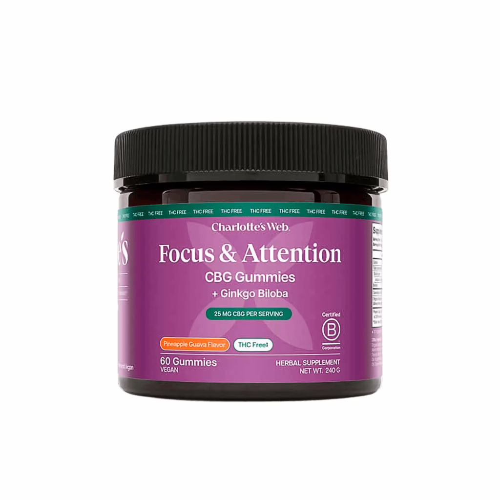 Charlotte’s Web, Focus & Attention CBG Gummies, Pineapple Guava, Isolate THC-Free, 60ct, 1500mg CBG