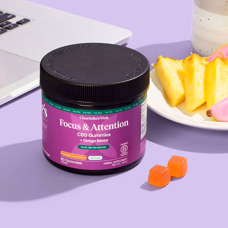 Charlotte’s Web, Focus & Attention CBG Gummies, Pineapple Guava, Isolate THC-Free, 60ct, 1500mg CBG