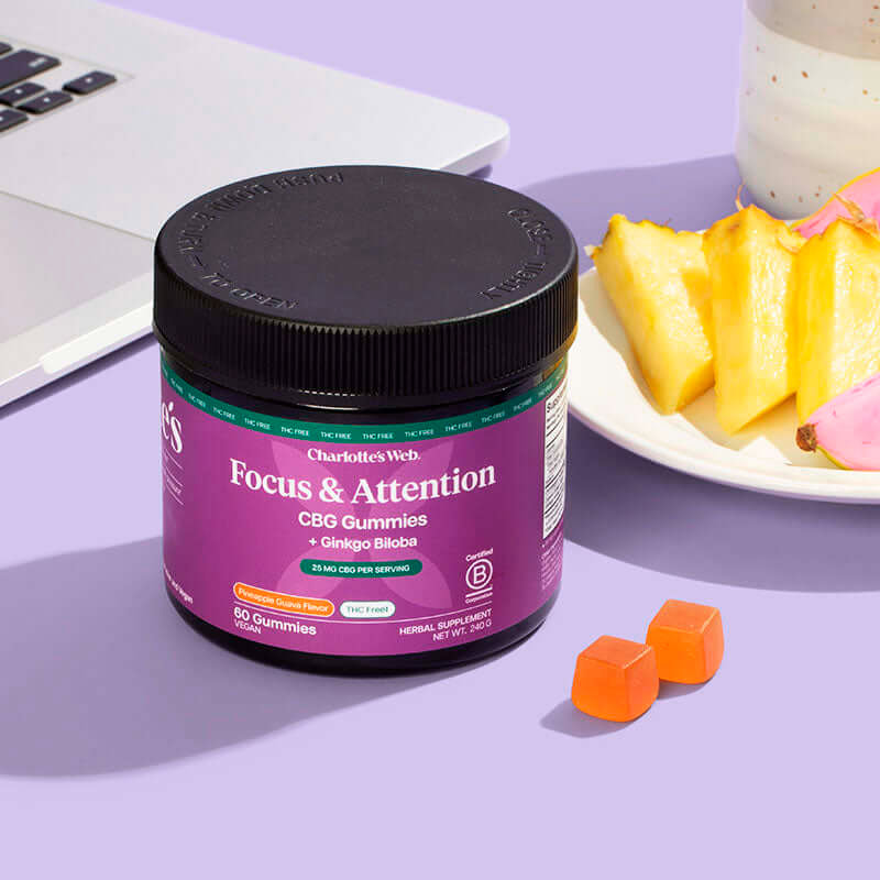 Charlotte’s Web, Focus & Attention CBG Gummies, Pineapple Guava, Isolate THC-Free, 60ct, 1500mg CBG