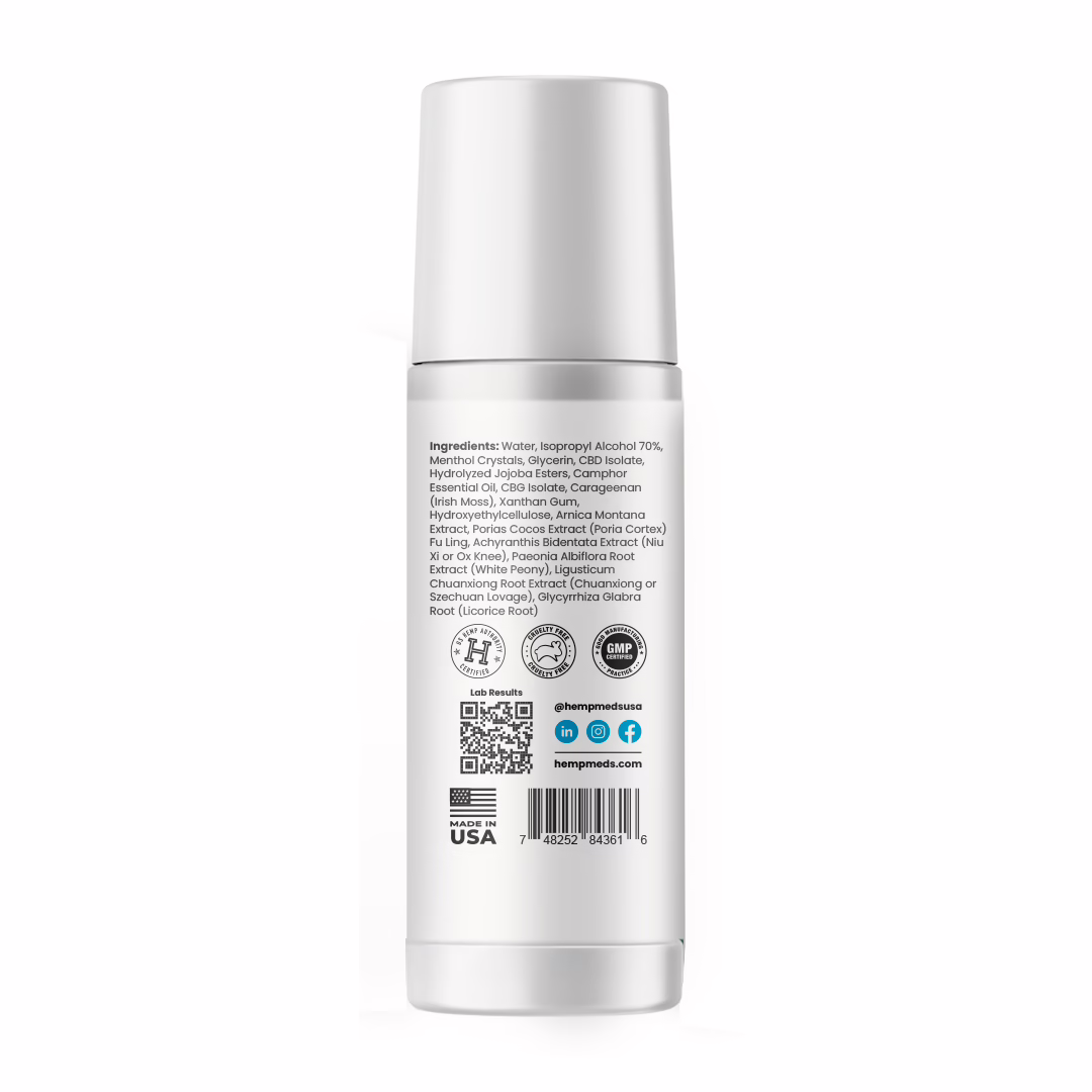 HempMeds, Active Relief CBG + CBD Roll-On Max, Isolate THC-Free, 3fl oz, 500mg CBG + 1500mg CBD
