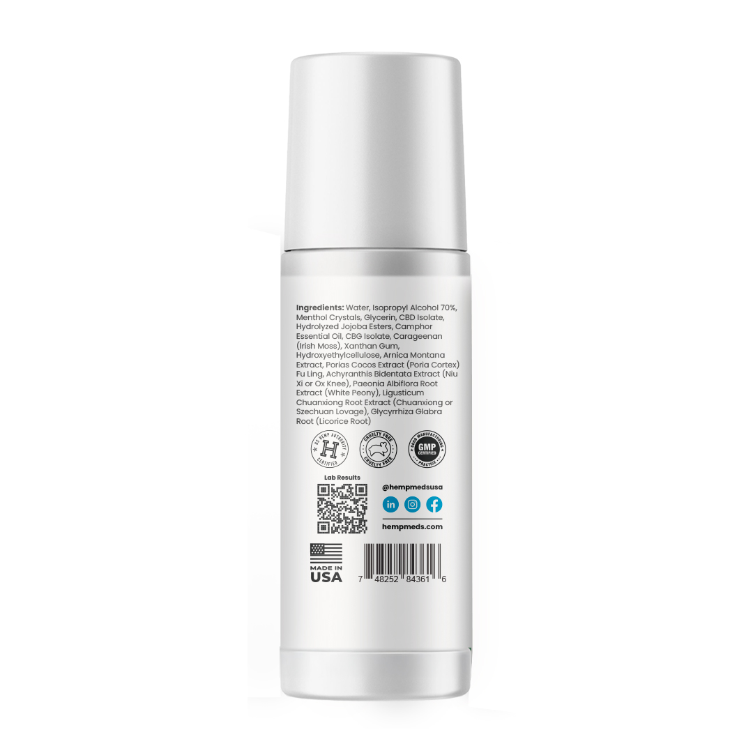 HempMeds, Active Relief CBG + CBD Roll-On Max, Isolate THC-Free, 3fl oz, 500mg CBG + 1500mg CBD