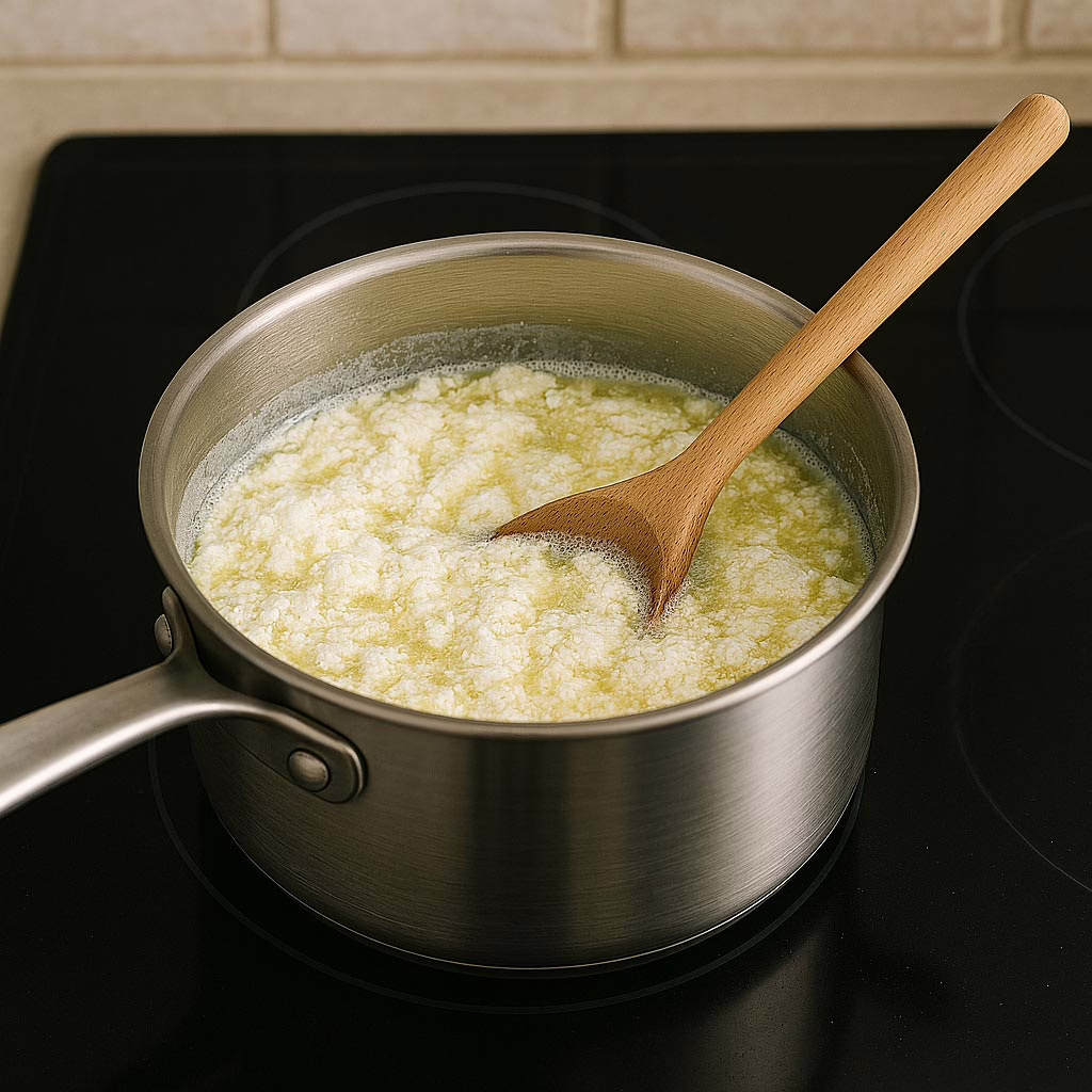 Add the lemon juice to help ensure that your buttermilk triggers the curdling process