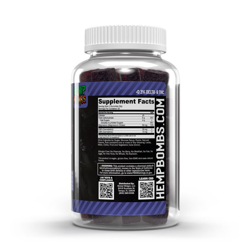 Hemp Bombs, Melatonin-Free CBD Sleep Gummies, Isolate THC-Free, 60ct, 300mg CBN + 900mg CBD