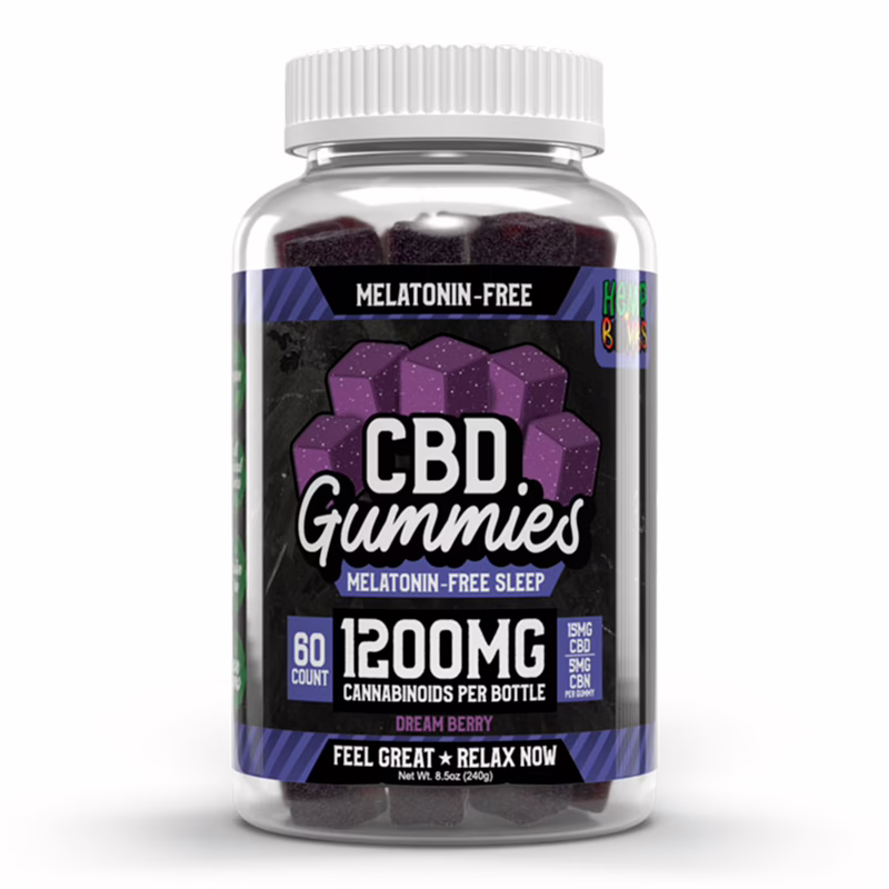 Hemp Bombs, Melatonin-Free CBD Sleep Gummies, Isolate THC-Free, 60ct, 300mg CBN + 900mg CBD