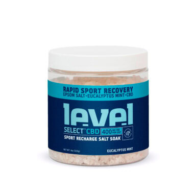 Level Select CBD, Sport Recharge CBD Salt Soak, Eucalyptus Mint, Broad Spectrum THC-Free, 8oz, 400mg CBD