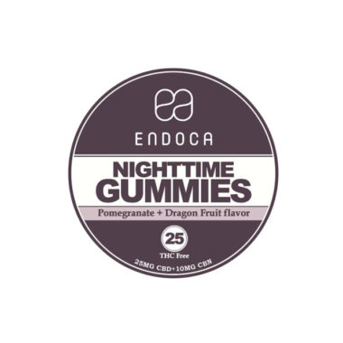Endoca, Night Time CBN + CBD Gummies, Pomegranate + Dragonfruit, Isolate THC-Free, 25ct, 250mg CBN + 625mg CBD