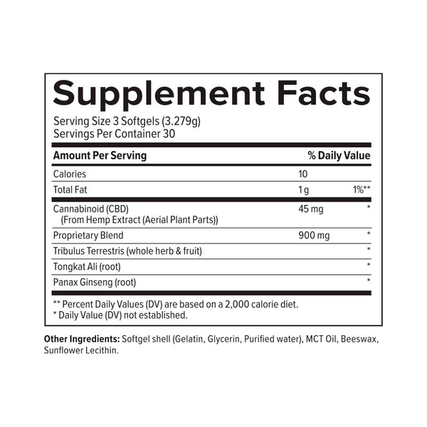 PlusCBD, Ignite Men’s Performance CBD Softgels, Full Spectrum, 90ct, 1350mg CBD 1
