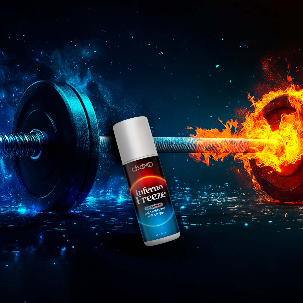 cbdMD, Inferno Freeze CBDa + THC + CBD Roll On, Full Spectrum, 3fl oz, 500mg CBDa + 50mg THC + 3000mg CBD