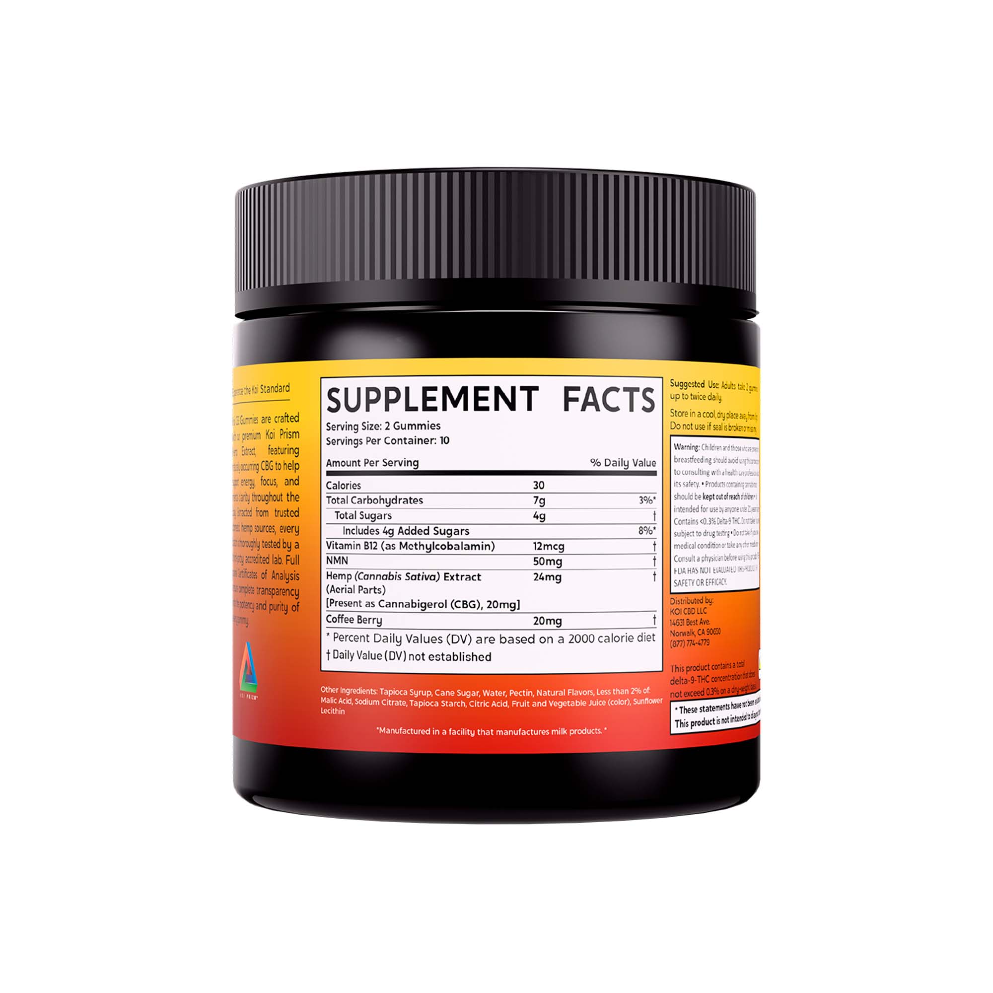 Koi CBD, Daytime Boost CBG Gummies, Orange Hibiscus, Broad Spectrum THC-Free, 20ct, 200mg CBG