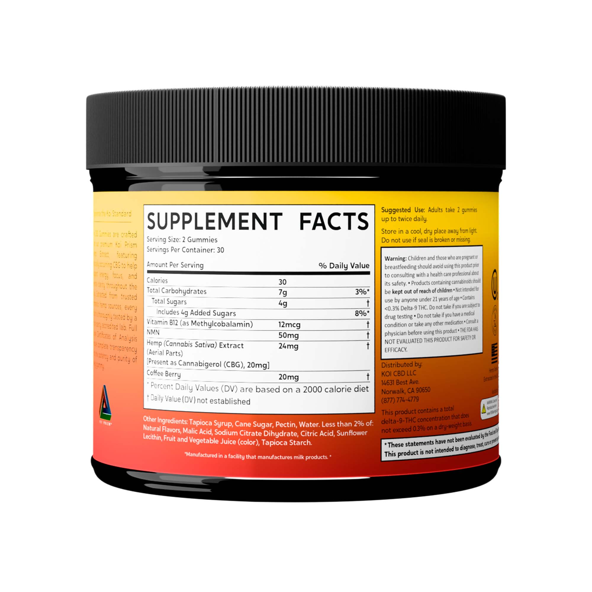 Koi CBD, Daytime Boost CBG Gummies, Orange Hibiscus, Broad Spectrum THC-Free, 60ct, 600mg CBG