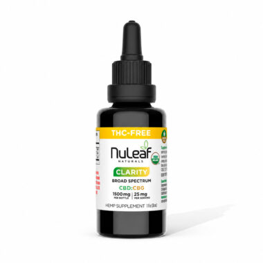 NuLeaf Naturals, Clarity CBD+CBG Oil, Broad Spectrum THC-Free, 1fl oz, 500mg CBG + 1000mg CBD