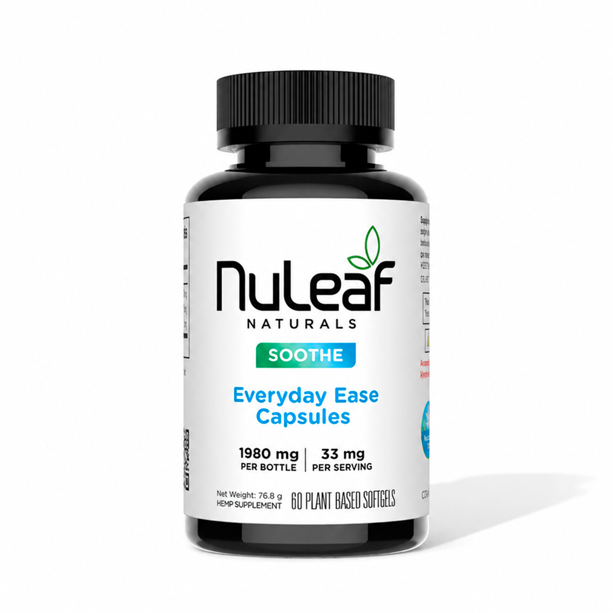 NuLeaf Naturals, Everyday Ease CBD Softgels, Full Spectrum, 60ct, 180mg THC + 1800mg CBD