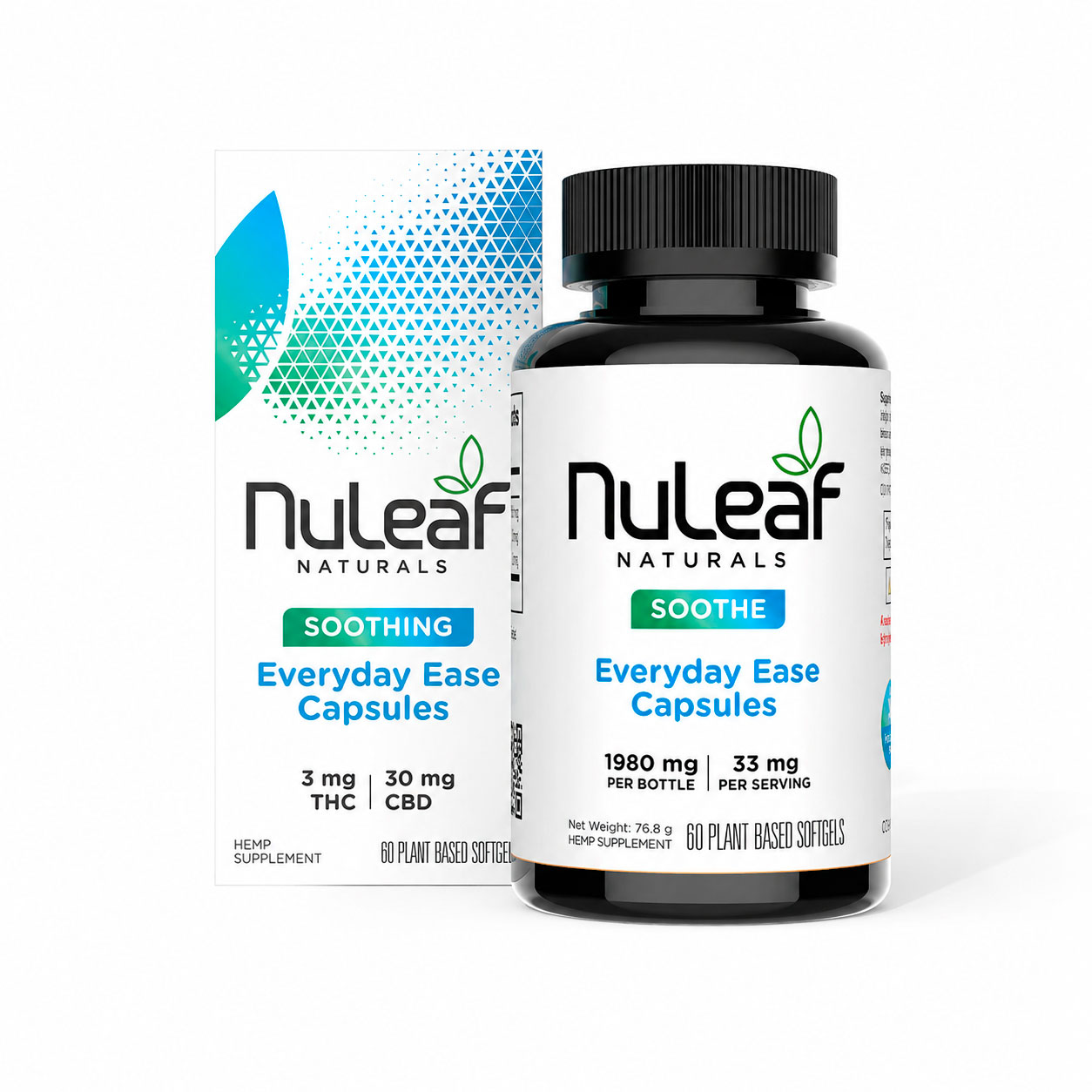 NuLeaf Naturals, Everyday Ease CBD Softgels, Full Spectrum, 60ct, 180mg THC + 1800mg CBD 2